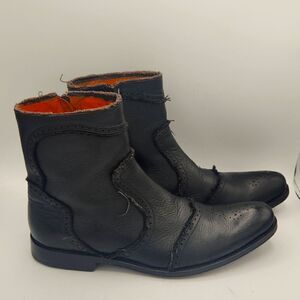 Blackstone Leather Wingtip Boots Black Distressed Western Style Men’s Size 8